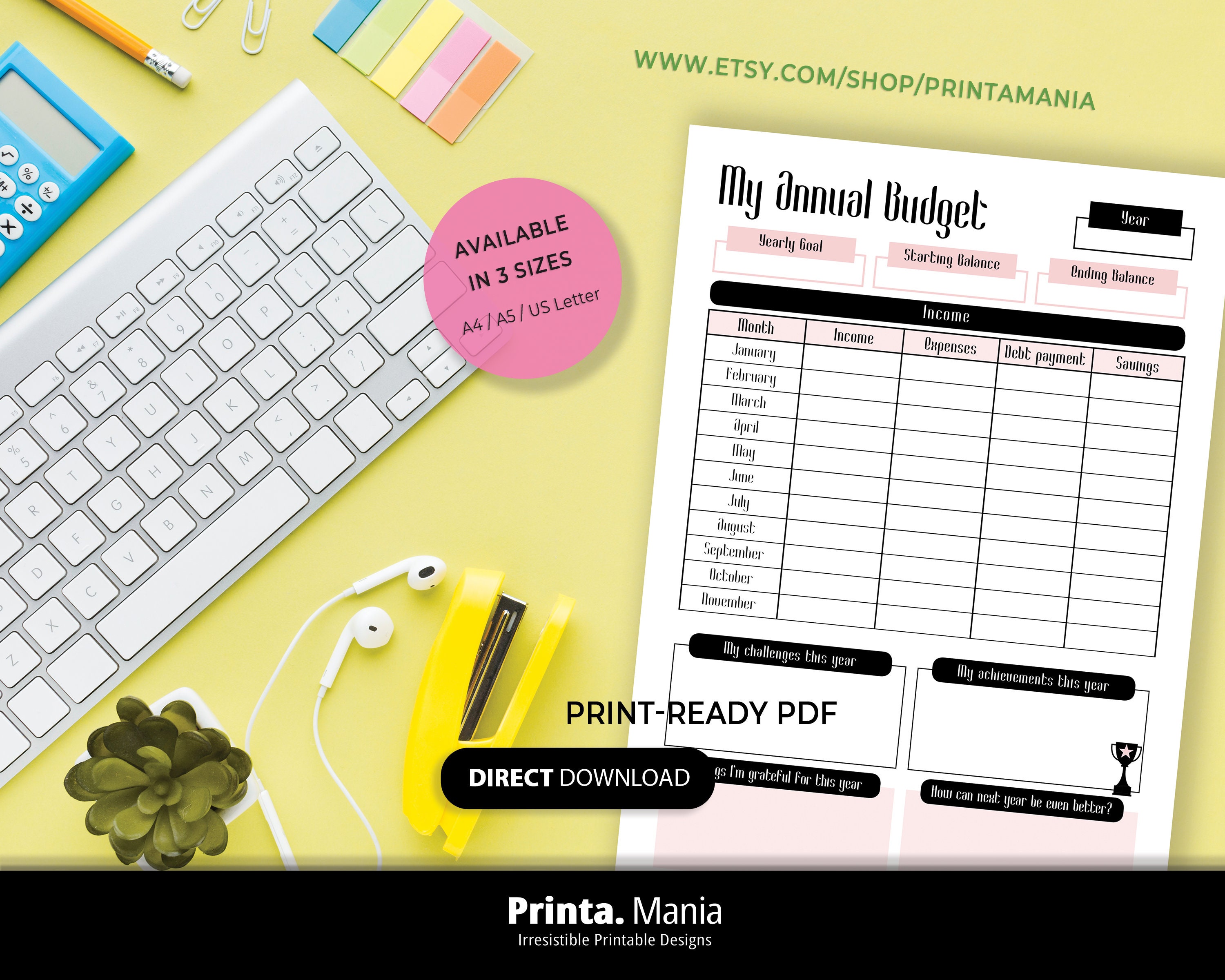 Budget Planner Printable A4 A5 US Letter Weekly Budget - Etsy