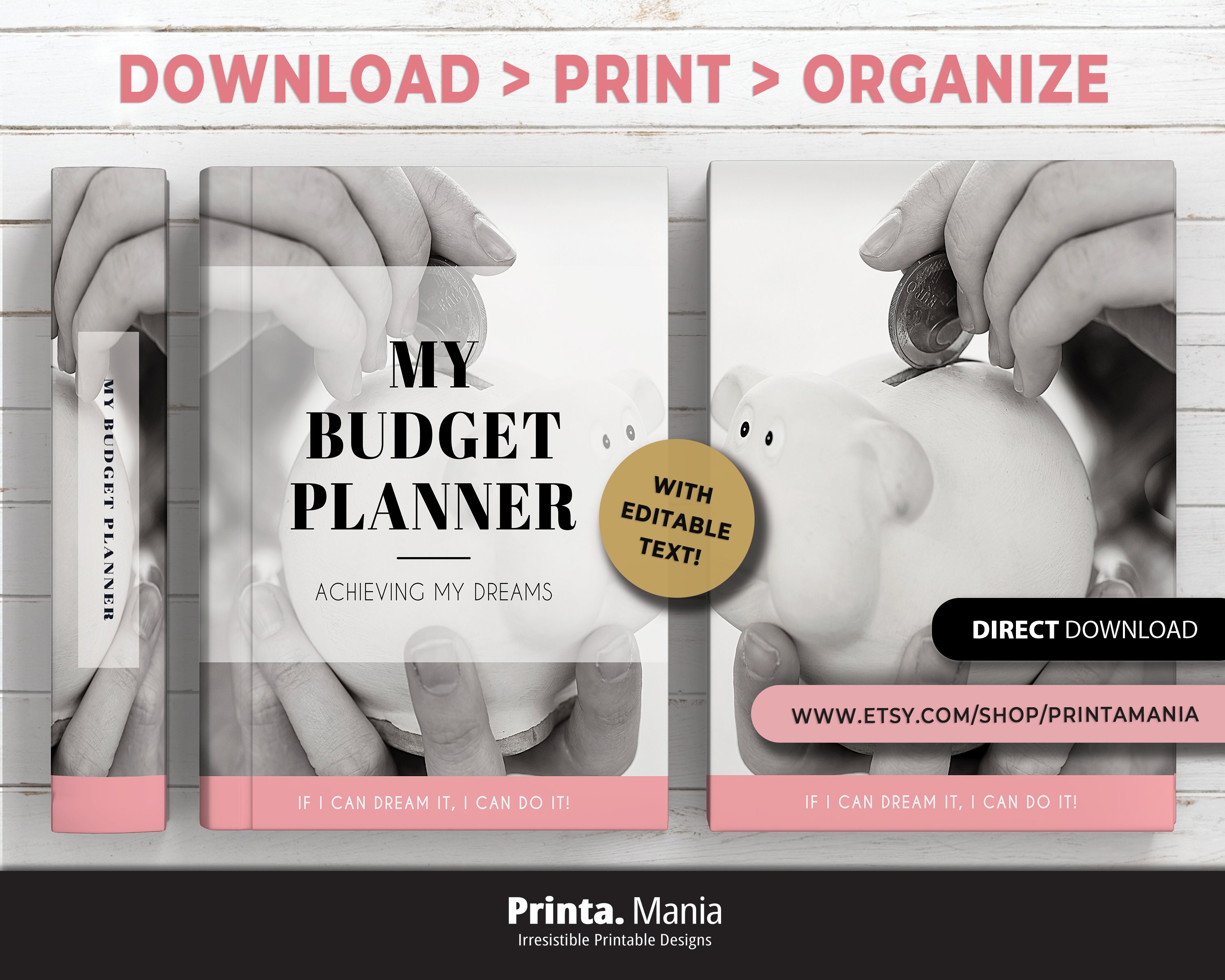 Budget Binder Printable Cover Budget Planner Cover 3 Sizes, 5 Editable ...