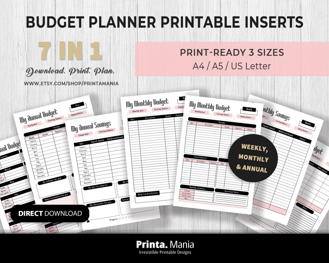 Budget Planner Printable A4 A5 US Letter Weekly Budget - Etsy
