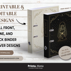 Hermit, Tarot Card, Spell book, Book of Shadows, Grimoire Binder | Personalized Binder Cover & Editable Spines Printable | 3 Sizes, 5 Spines