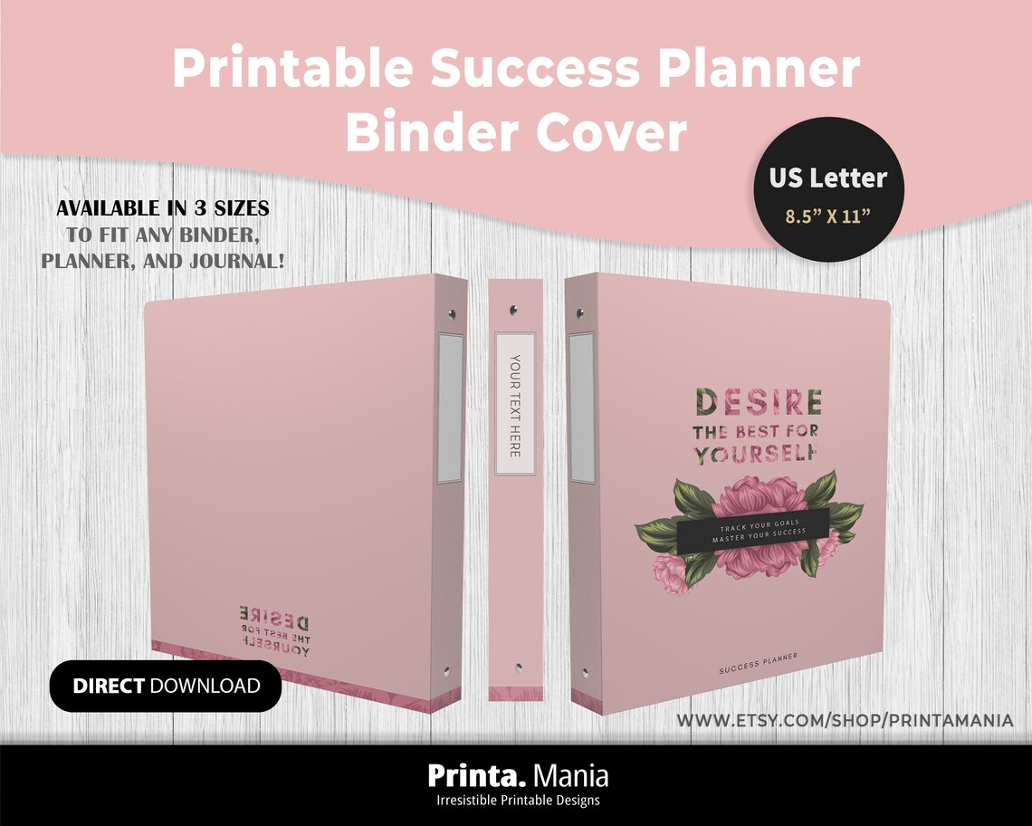 Letter Size Printable Planner Cover Binder Cover Spines Etsy