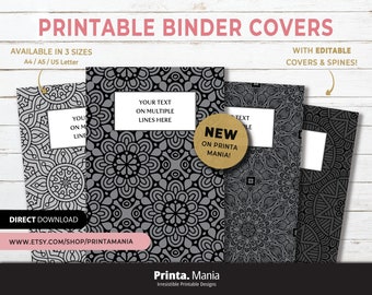 Editable Geometric Binder Covers & Spines: A4, A5, US Letter (Digital Download)