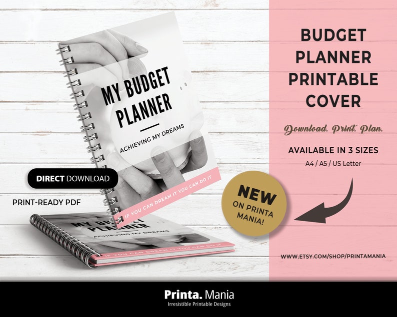 Budget Planner Printable Cover Binder Cover 5 Spines A4 Etsy