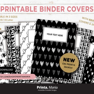 Personalized Binder Covers & Spines | Editable Binder Cover Printable, Editable Binder Spines | Set of 8 | 3  Cover sizes | Instant Download