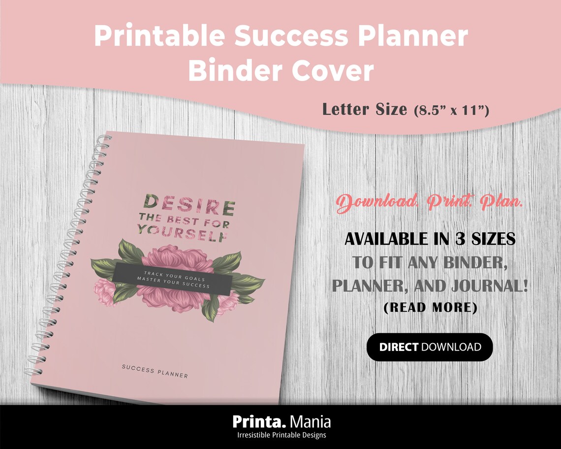 Letter Size Printable Planner Cover Binder Cover Spines Etsy