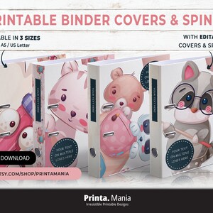 Personalized Printable Binder Covers & Spines | Editable Covers + Spines | 4 Designs, 3 Sizes, 4 Spines | Instant Download | School Supplies