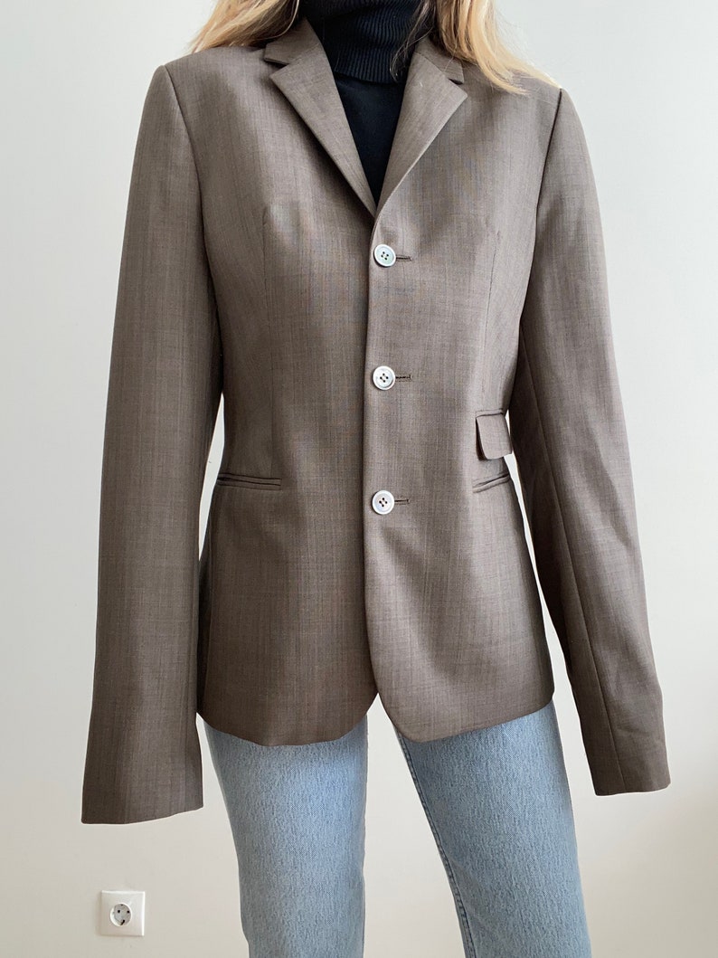 Vintage taupe wool blazer image 1