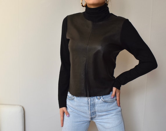 Vintage Brunello Cucinelli cashmere leather black