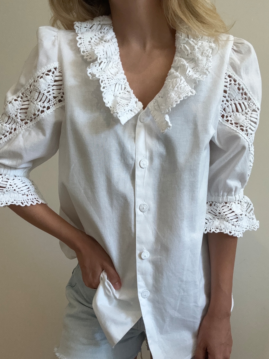 Embroidered Lace Cotton Top