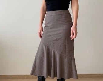 Vintage 00s gray asymmetrical frill skirt, vintage grey skirt