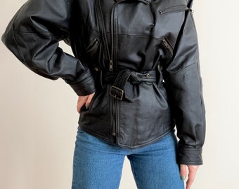 Vintage black motorcycle style jacket