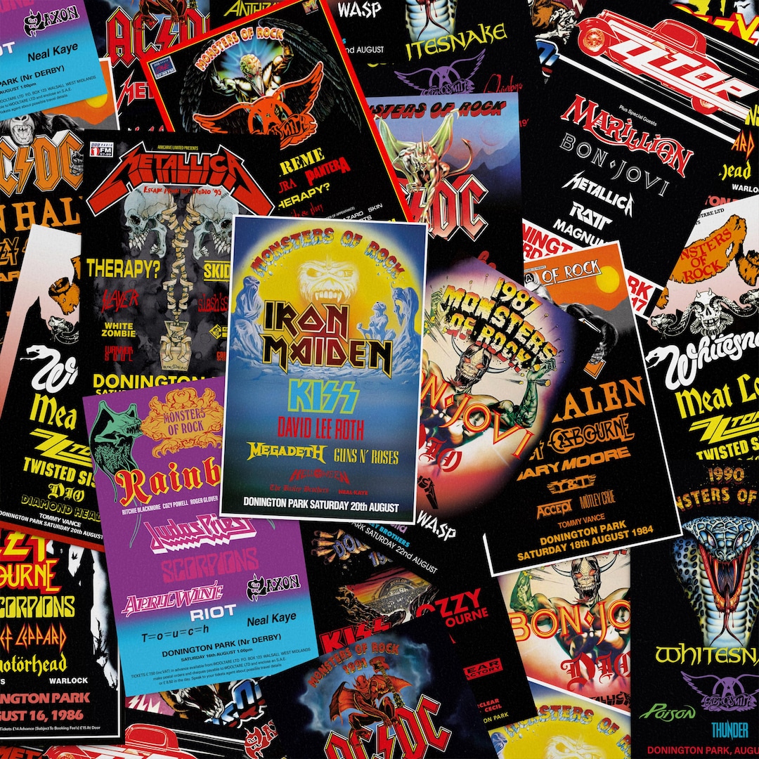 Full Set of 15 Monsters of Rock Concert Posters A3 Prints - 1980