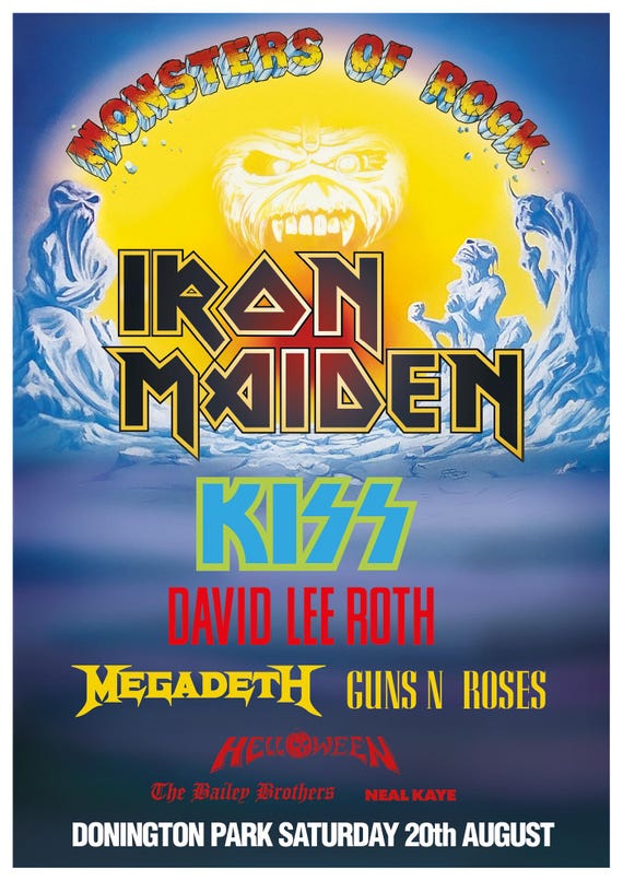Monsters of Rock A3 Print - 1988 Donington Concert Poster - Iron
