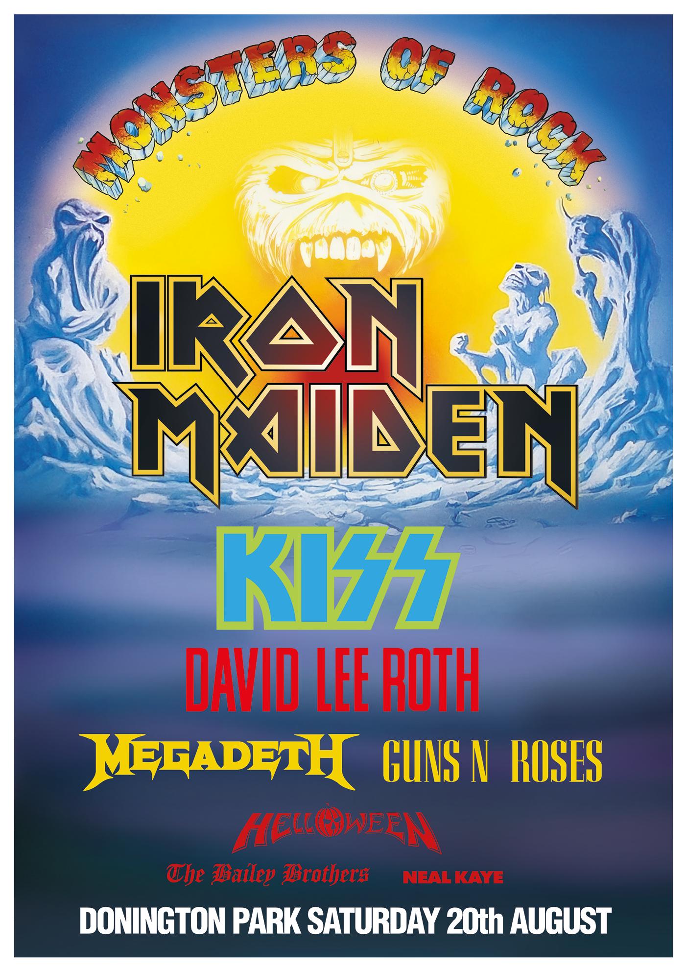 ROCKIN' CREW UNICORN 1988 プレート Monsters of Rock A3 Print - 1988 Donington Concert Poster - Iron