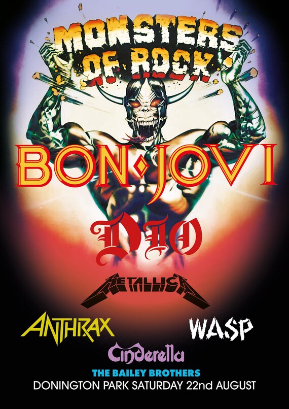 Monsters of Rock A3 Print - 1987 Donington Concert Poster - Bon