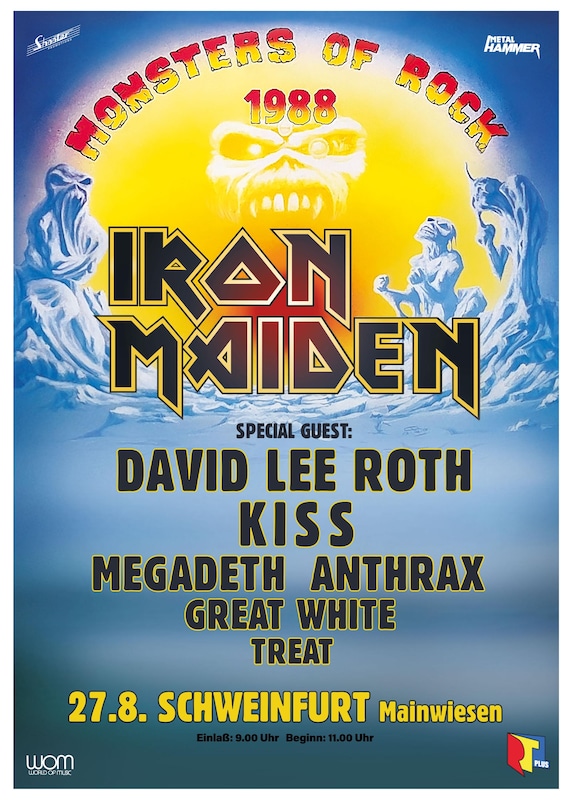 Monsters of Rock A3 Print - 1988 German Concert Poster - Iron