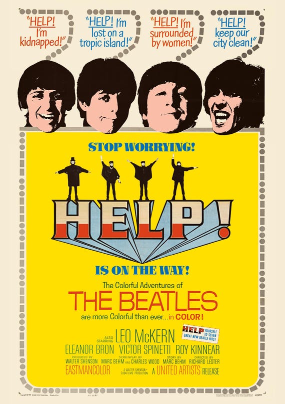 The Beatles A3 Print - 1965 Help! Movie Poster - Ideal for Framing