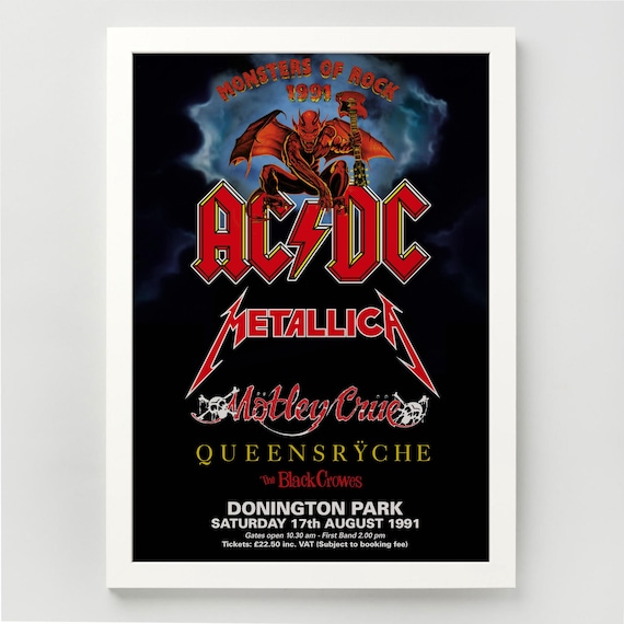 Monsters of Rock A3 Print - 1991 Donington Concert Poster - ACDC