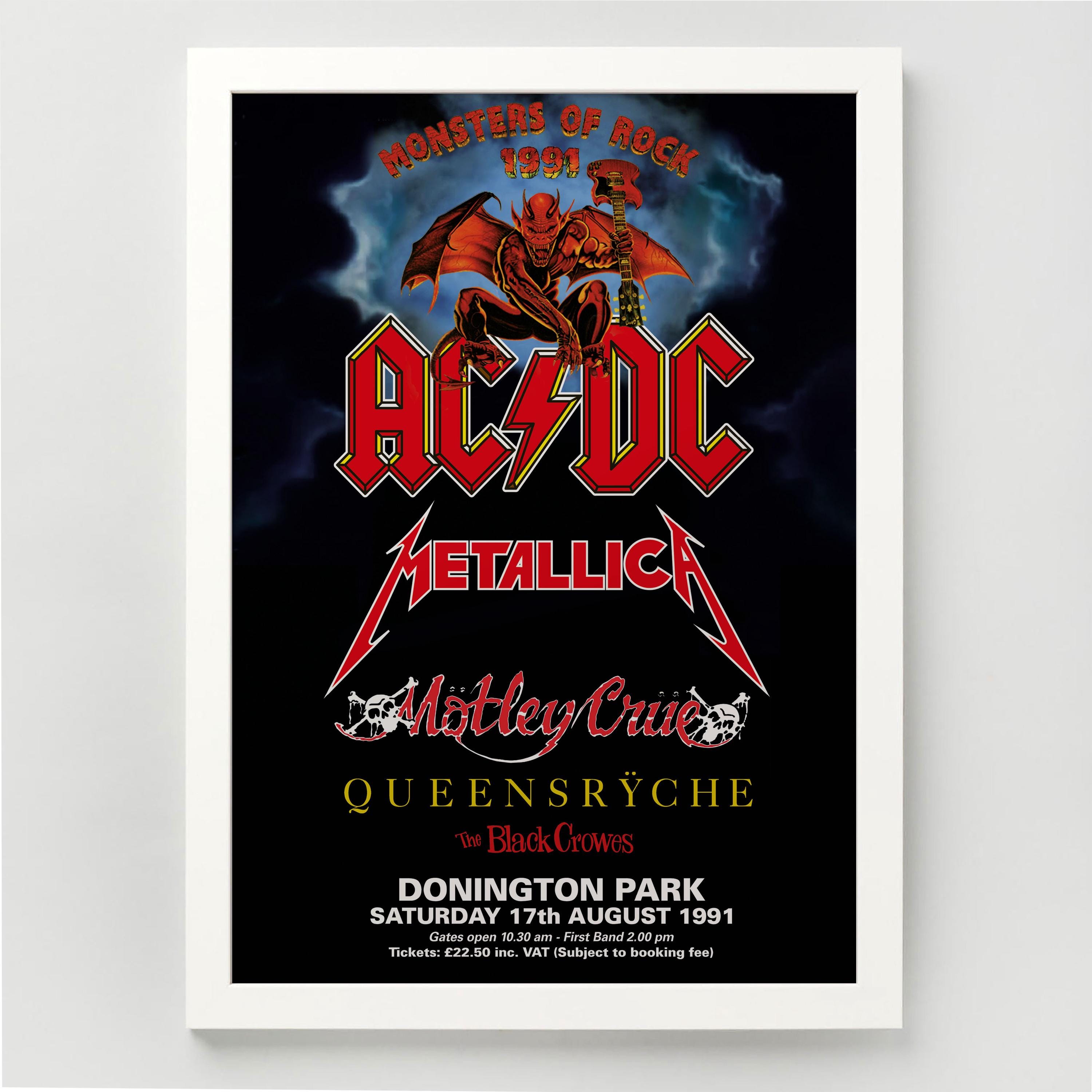 Monsters of Rock A3 Print - 1991 Donington Concert Poster - ACDC