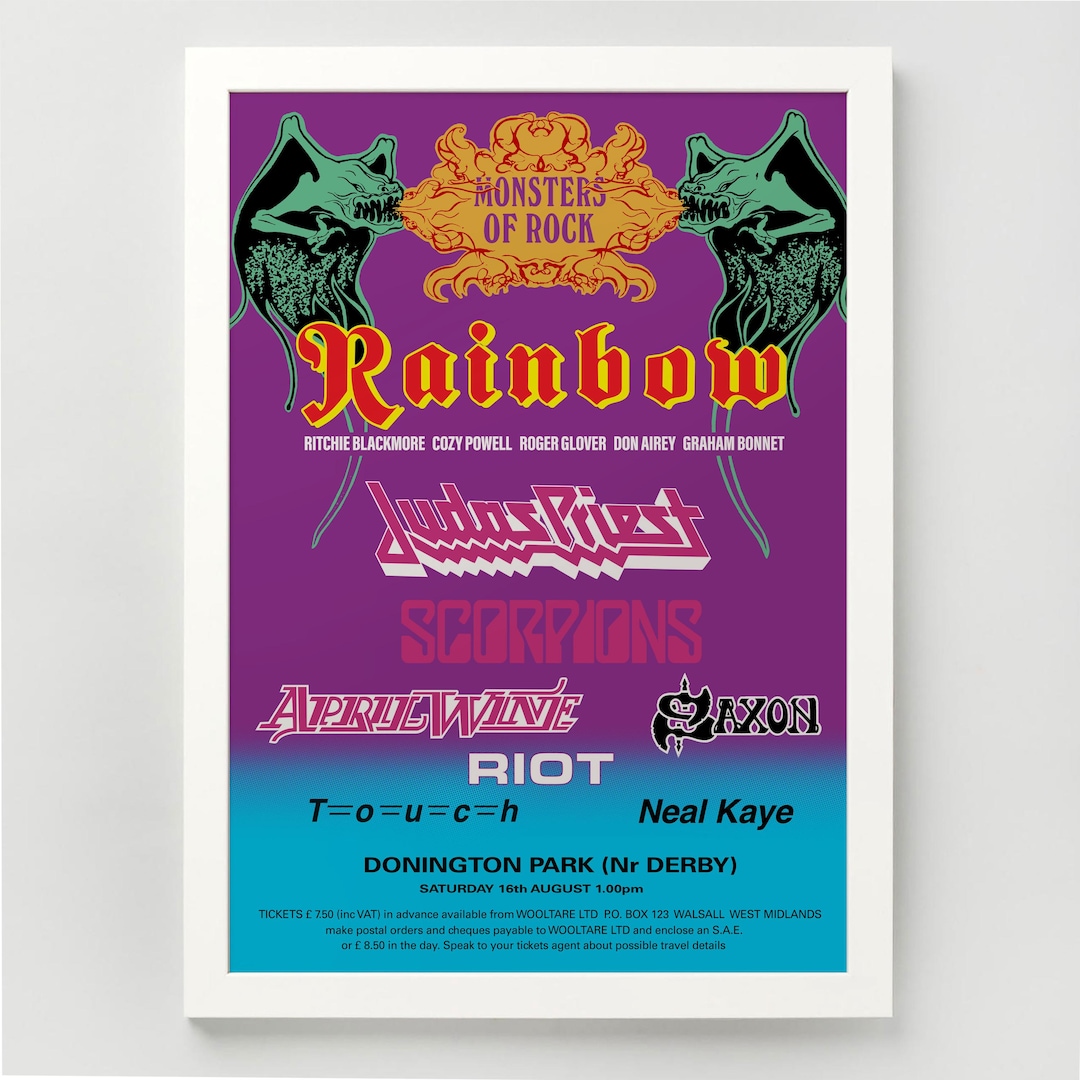 Monsters of Rock A3 Print - 1980 Donington Concert Poster