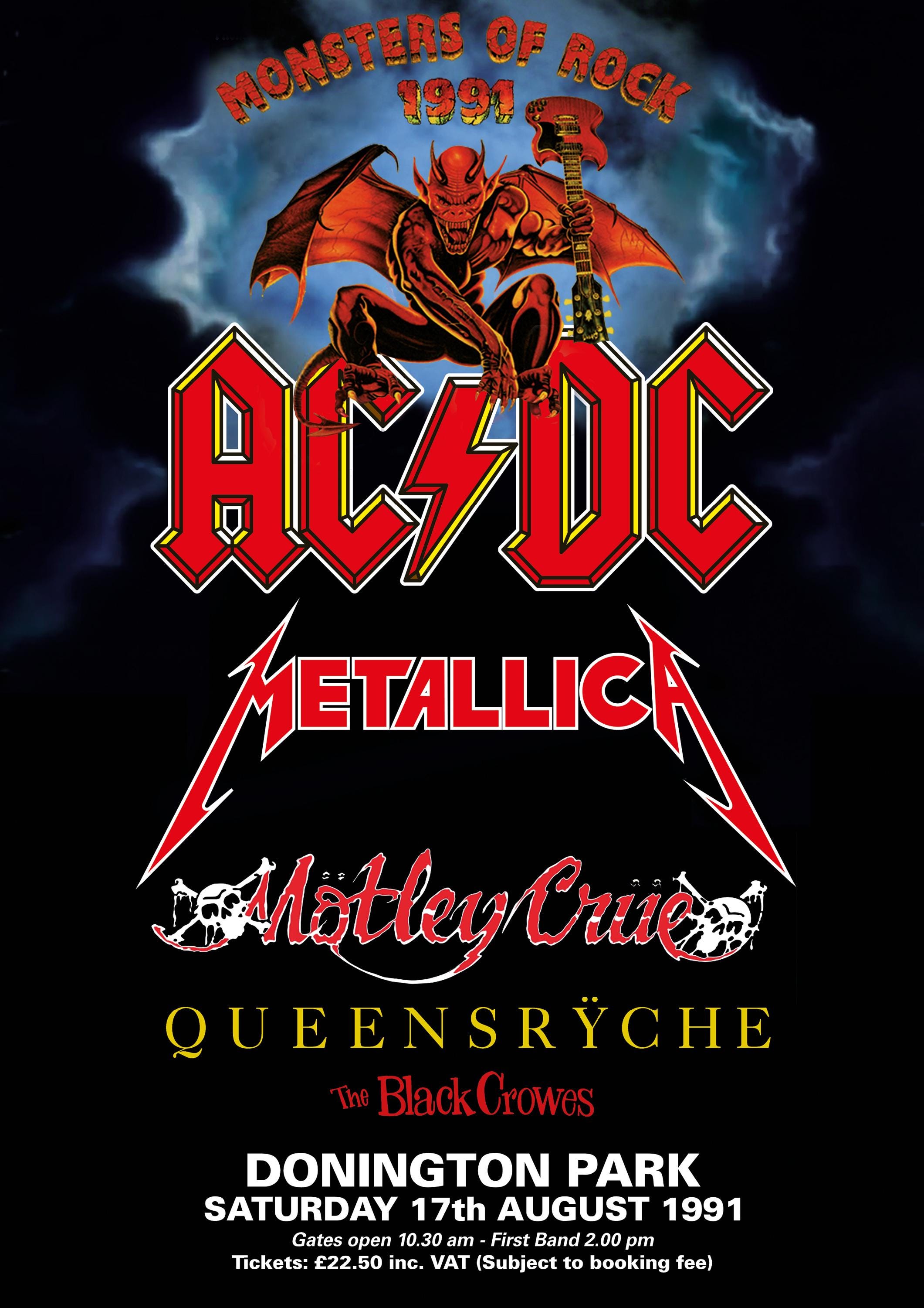Monsters of Rock A3 Print - 1991 Donington Concert Poster - ACDC