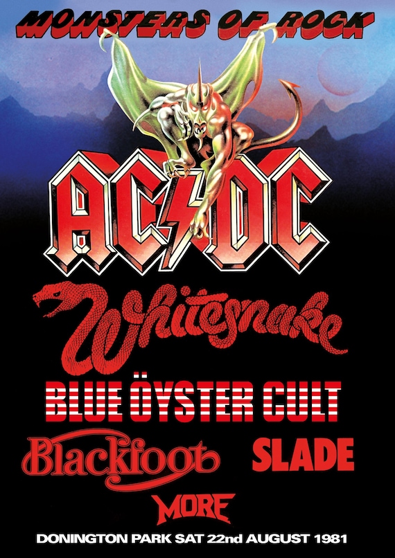 Monsters of Rock A3 Print - 1981 Donington Concert Poster - ACDC