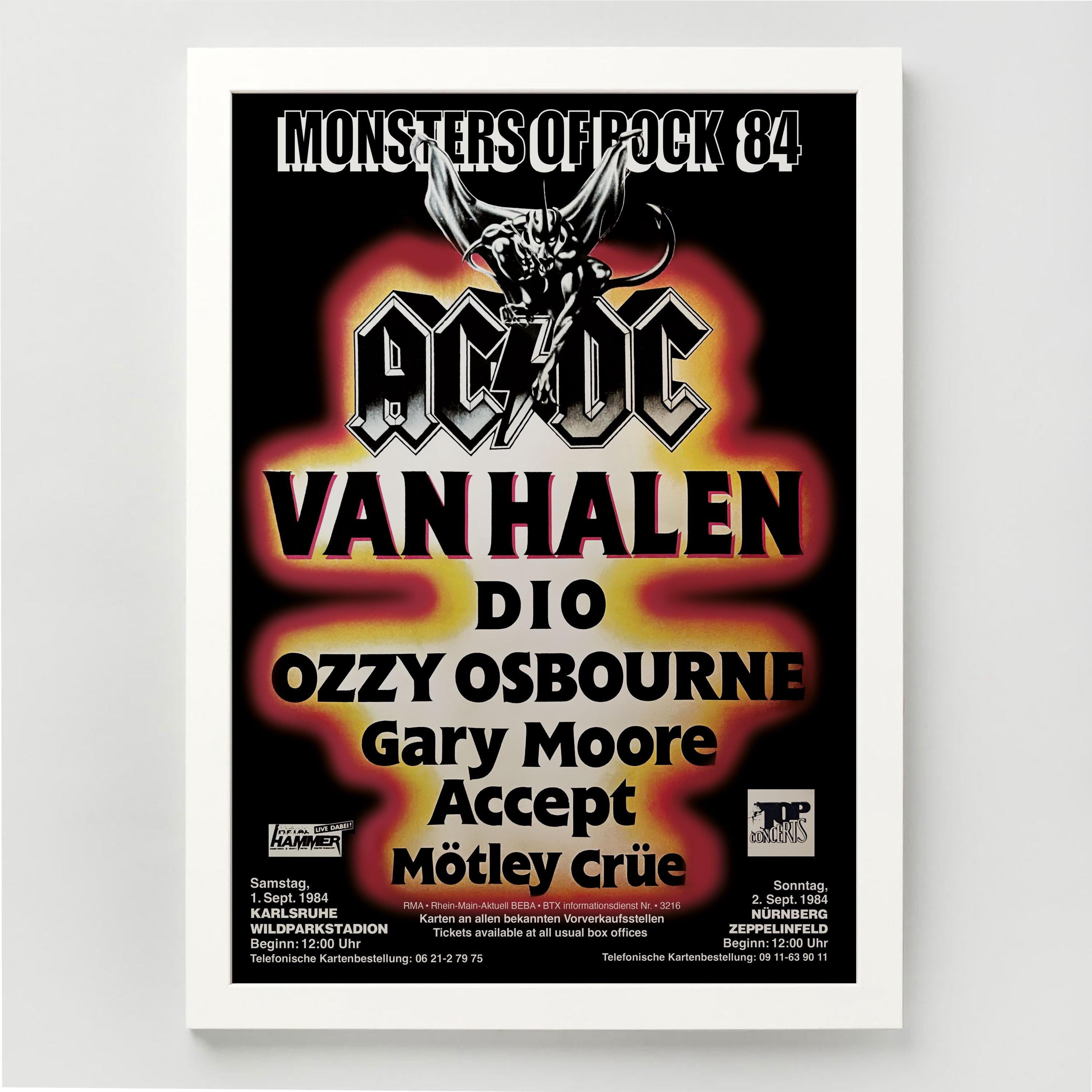 Monsters of Rock A3 Print - 1984 German Concert Poster - ACDC