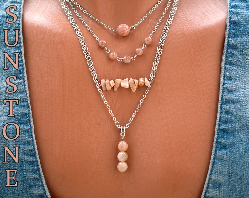 Sunstone Pendant Sunstone Choker Solar Plexus Chakra Good Luck Sunstone Necklace Sunstone Bar Necklace Sunstone Bead Necklace Healing