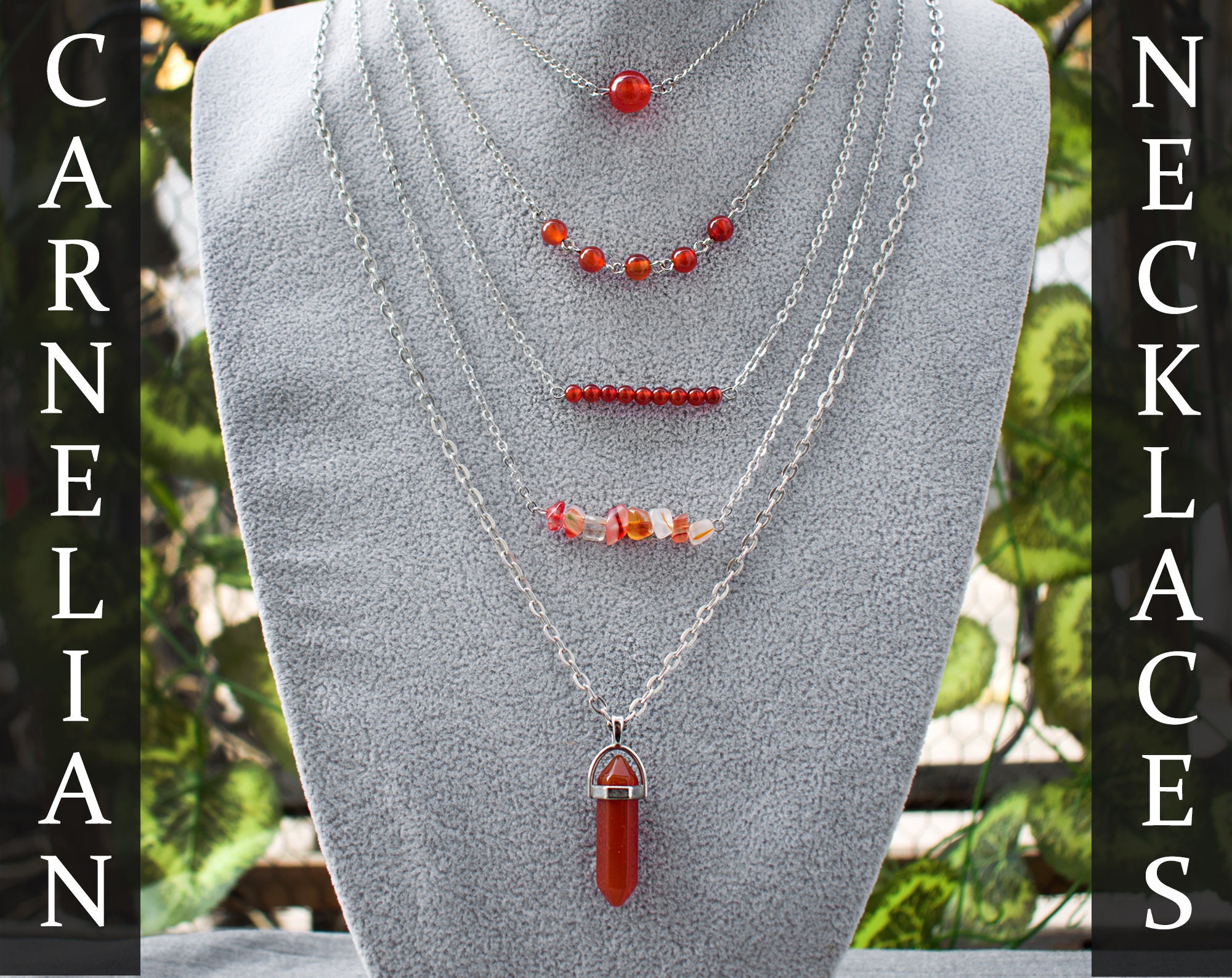 Carnelian Pendant Necklace, Carnelian Point, Carnelian Necklace, Chok…