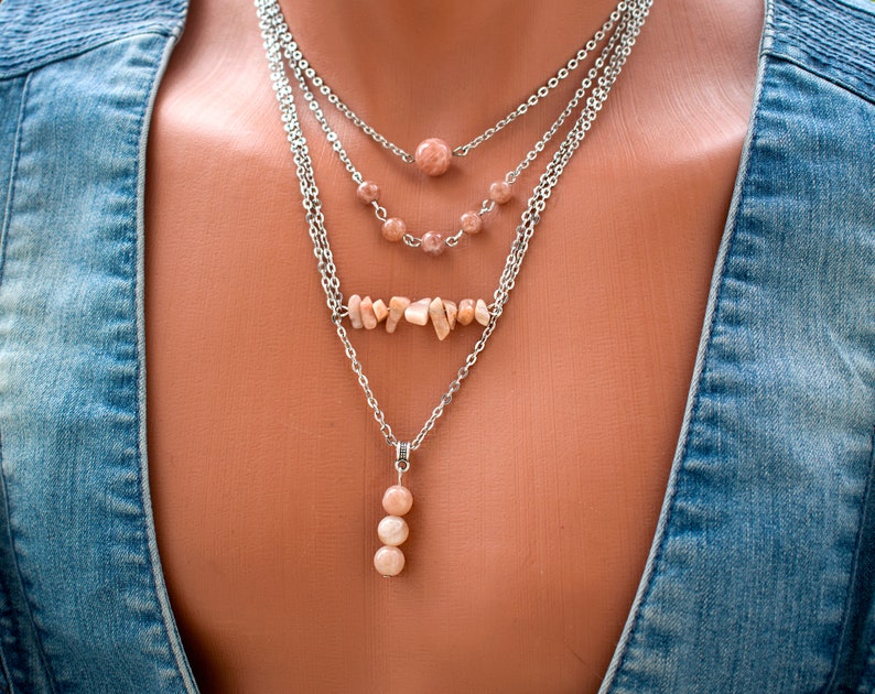 Sunstone Pendant Sunstone Choker Solar Plexus Chakra Good Luck Sunstone Necklace Sunstone Bar Necklace Sunstone Bead Necklace Healing