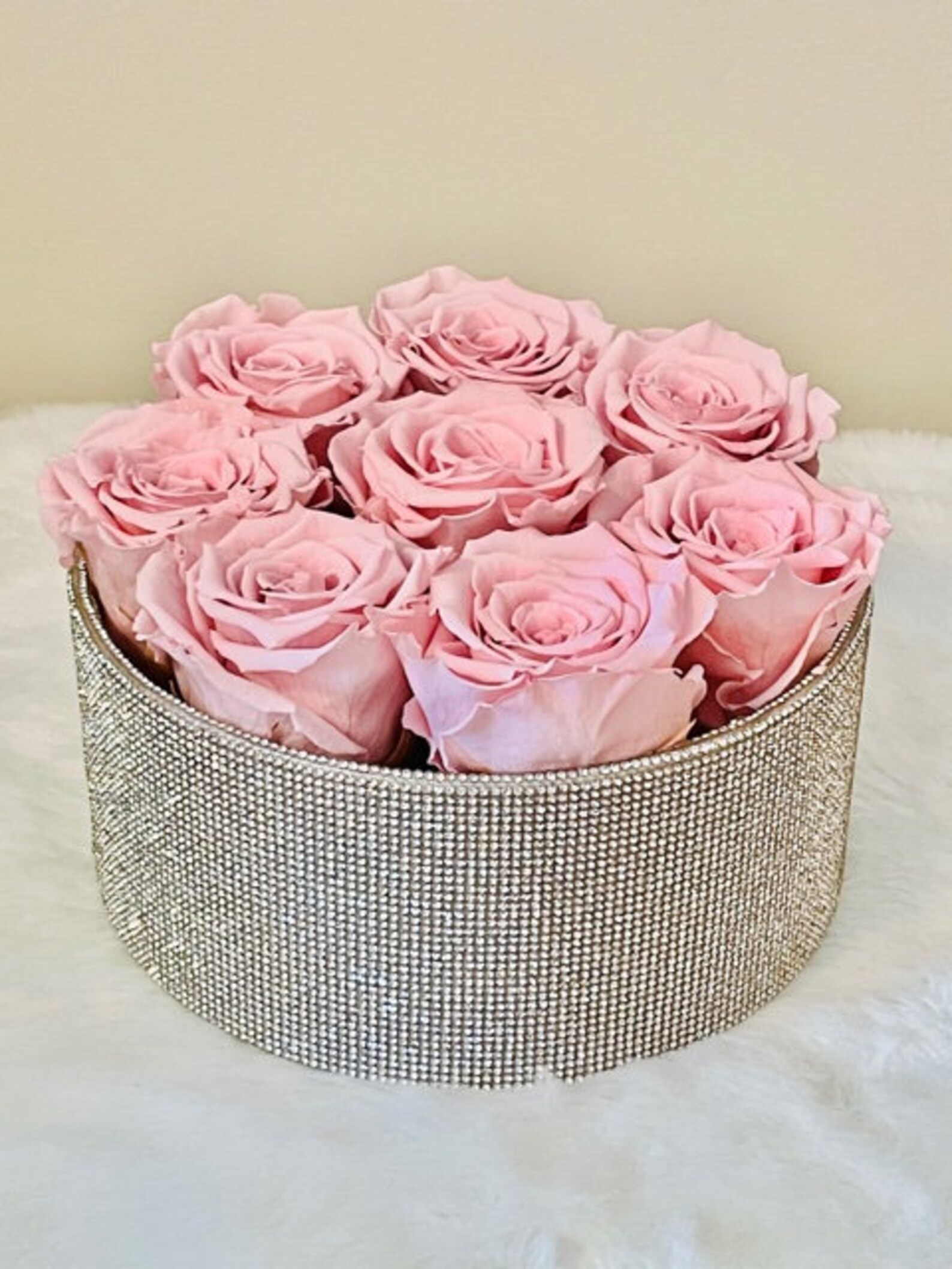 Preserved roses in a crystal round gift box forever roses Etsy