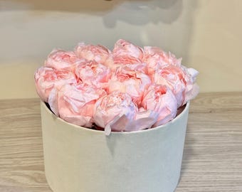 Preserved Peonies in Ivory Velvet Box: Forever Flowers, Valentine's Gift
