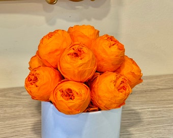 Juicy orange color PEONIES in a box - forever PEONIES - infinity Peonies - Mother's Day gift - Birthday gift