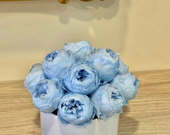 Blue Preserved Peonies in a Box – Forever Flowers, Gift