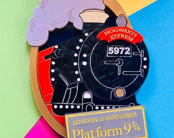MAGIC & WITCHCRAFT Collection - “Gold Frame Magic Train” Acrylic Brooch
