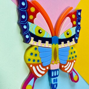 MEXICAN FOLK ART Collection Alebrije Butterfly Acrylic Brooch image 4