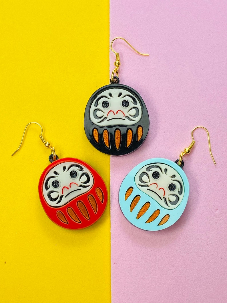 MAKOKOT LIGHT Traditional Daruma Doll EARRINGS image 1