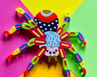 MEXICAN FOLK ART Collection - Alebrije Spider Acrylic Brooch