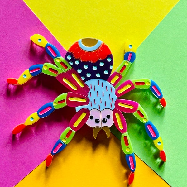 MEXICAN FOLK ART Collection - Alebrije Spider Acrylic Brooch