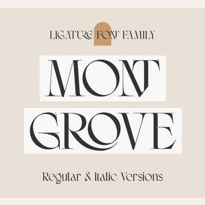 Montgrove - Carattere Serif legatura, Carattere legatura, Carattere alternativo, Carattere moderno, Carattere Serif, Carattere logo, Carattere marchio, Carattere branding, Carattere fantasia
