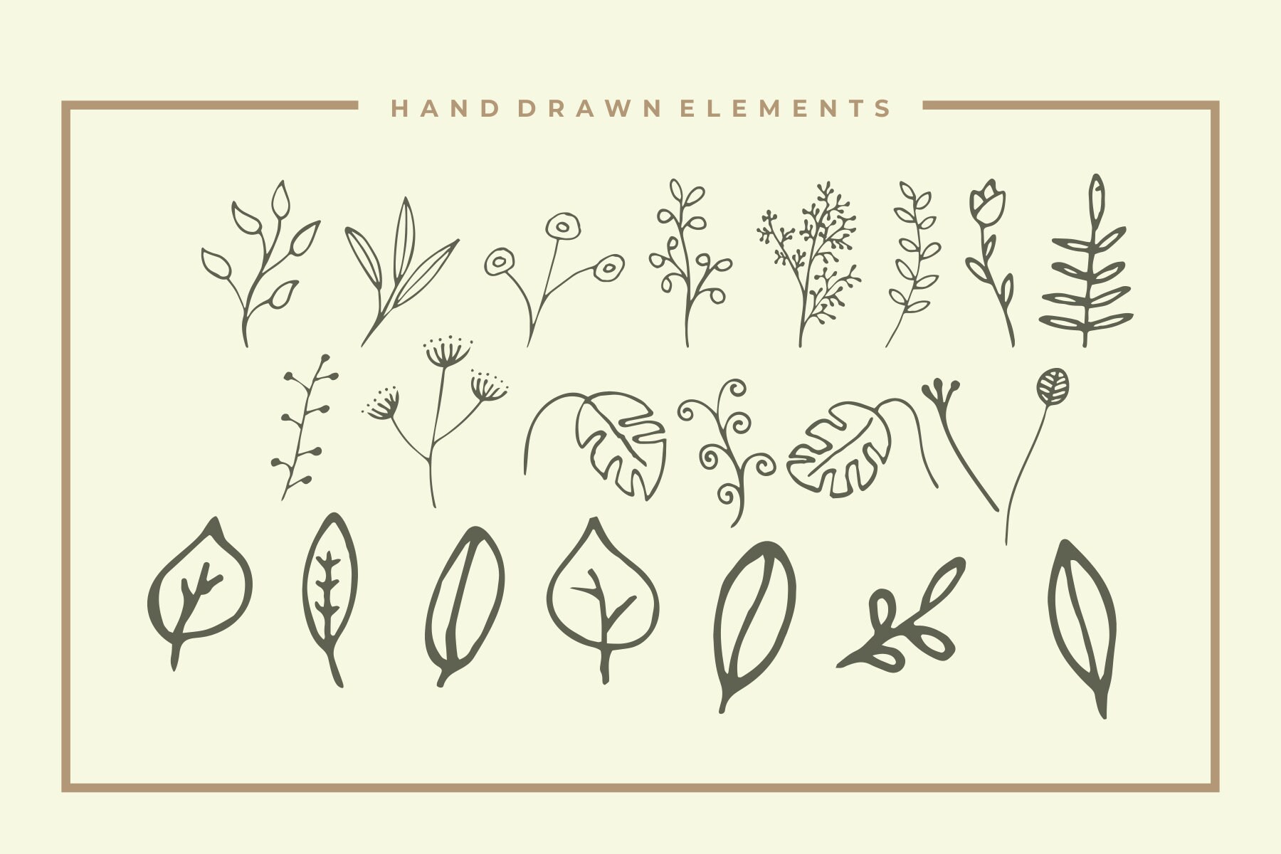 Simple Botanical Lettering Hand Drawn Botanical - Hand Drawn Serif Font + Illustrations, Farmhouse Font, Hand ...