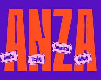 Anza - Ink Trap Sans Serif Display Font, modern font, ink trap font, bold font, logo font, branding font, condensed font, typeface