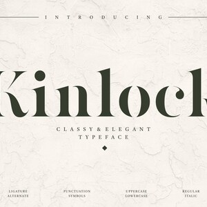 Kinlock - Elegante stencil serif, carattere legatura, carattere alternativo, carattere moderno, carattere Boho, carattere logo, carattere marchio, carattere branding, carattere fantasia