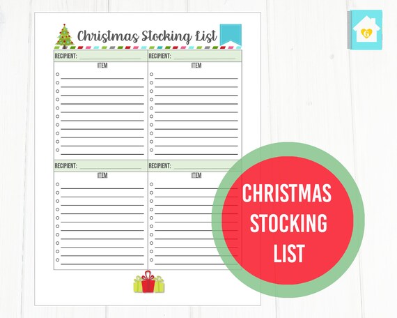 Christmas Stocking List Printable Christmas Organization  Etsy