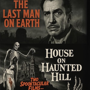 Halloween Mixtape Double Feature DVD – House on Haunted Hill & Last Man on Earth | Spooky Vintage Horror Movie Night