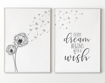 Every Dream - Poster 2er Set, Schlafzimmer, Wanddeko, Deko, Bilder, Geschenk für Ihn Sie, Jahrestag, Hochzeitstag, Verlobung, Hochzeit,