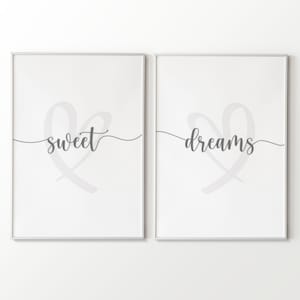 Sweet Dreams - Poster Set of 2, Bedroom, Wall Decoration, Decoration, Pictures, Gift for Him You, Anniversary, Wedding Anniversary, Engagement, Wedding,