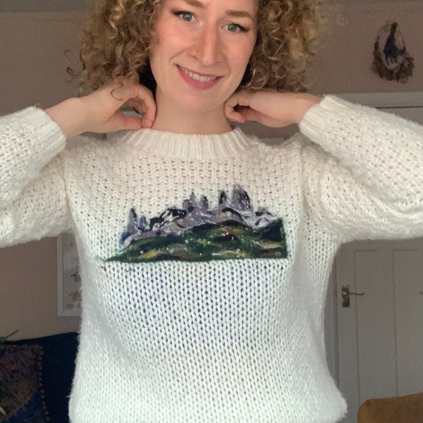 Landscape Jumper, Needle-felt wearable art