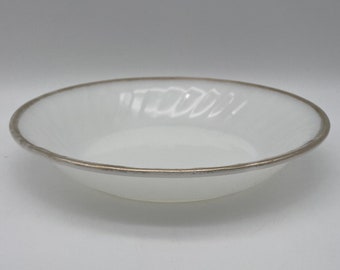 Vintage Fire King White Milk Glass Salad Bowl with Gold Gilt Trim