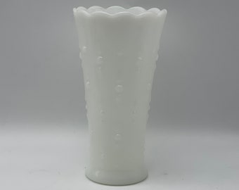 Vintage White Milk Glass Teardrop Pattern Vase